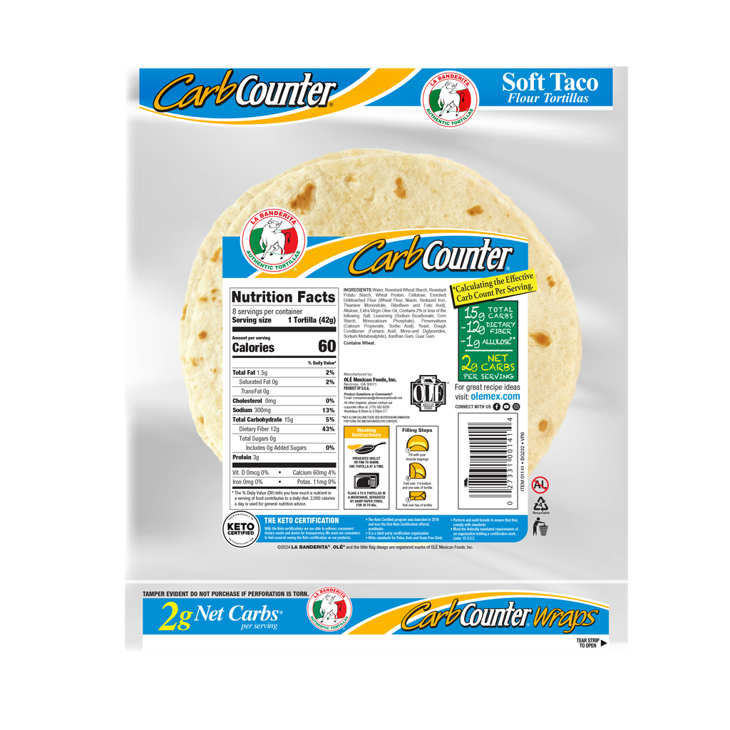 Soft Taco 8” Net Carbs - La Banderita Carb Counter®