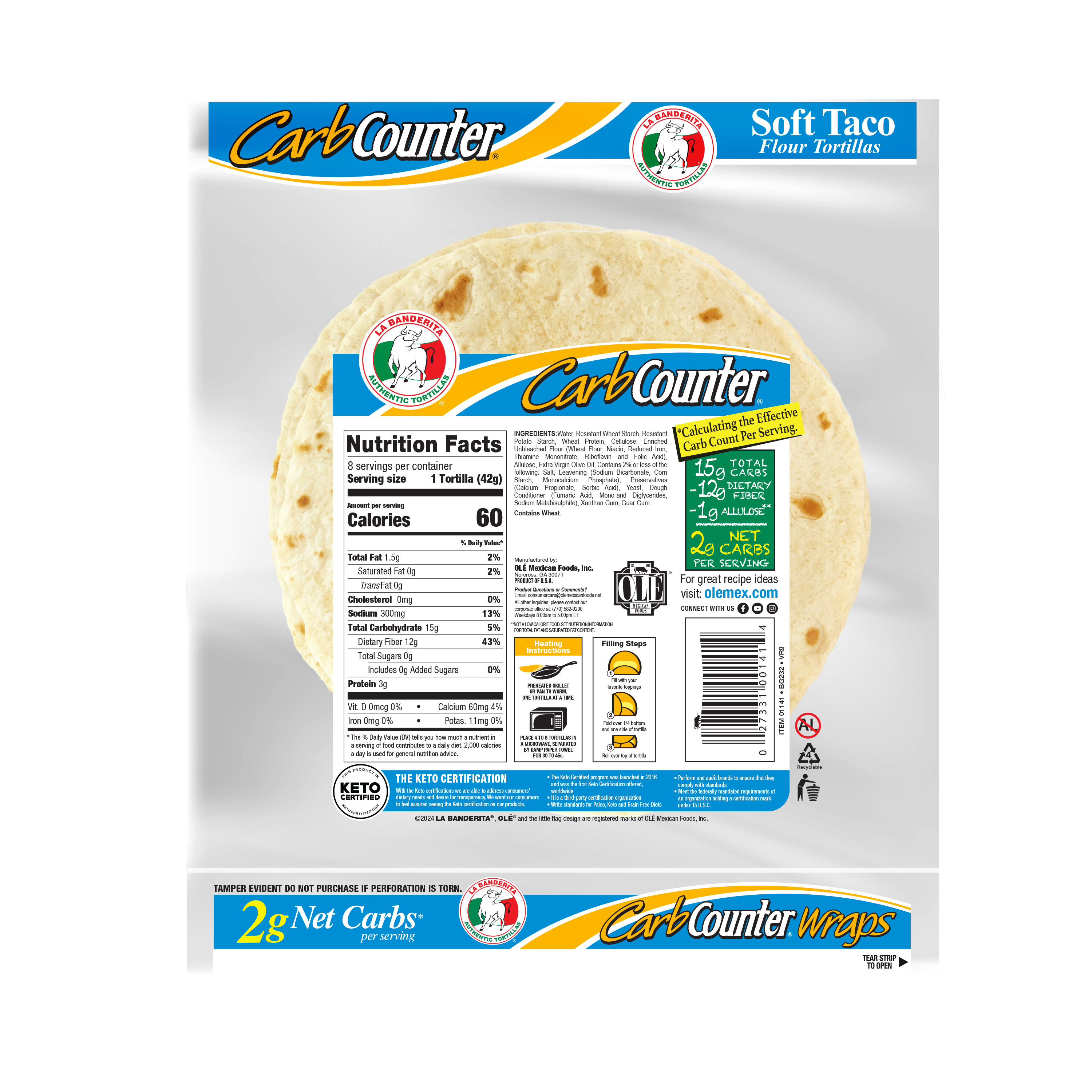 Soft Taco 8” Net Carbs - La Banderita Carb Counter®