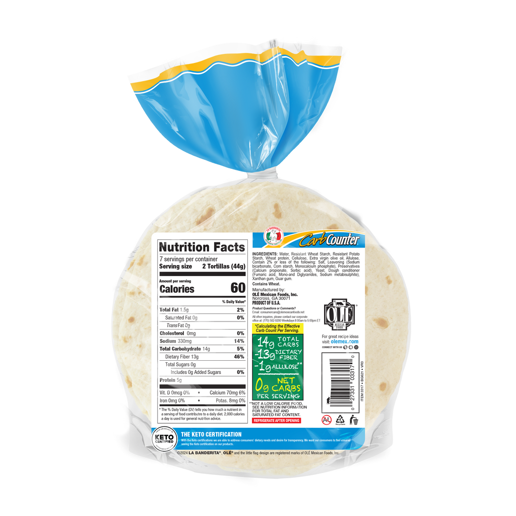 Street Taco 4.5” Net Carbs - La Banderita Carb Counter®