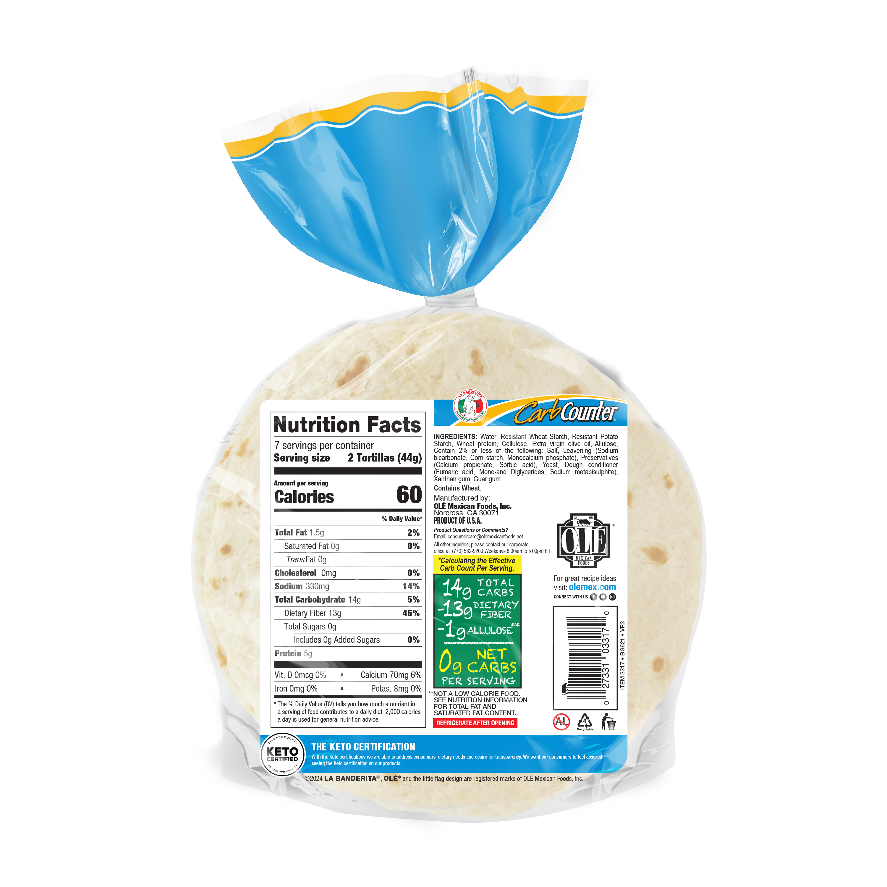 Street Taco 4.5” Net Carbs - La Banderita Carb Counter®