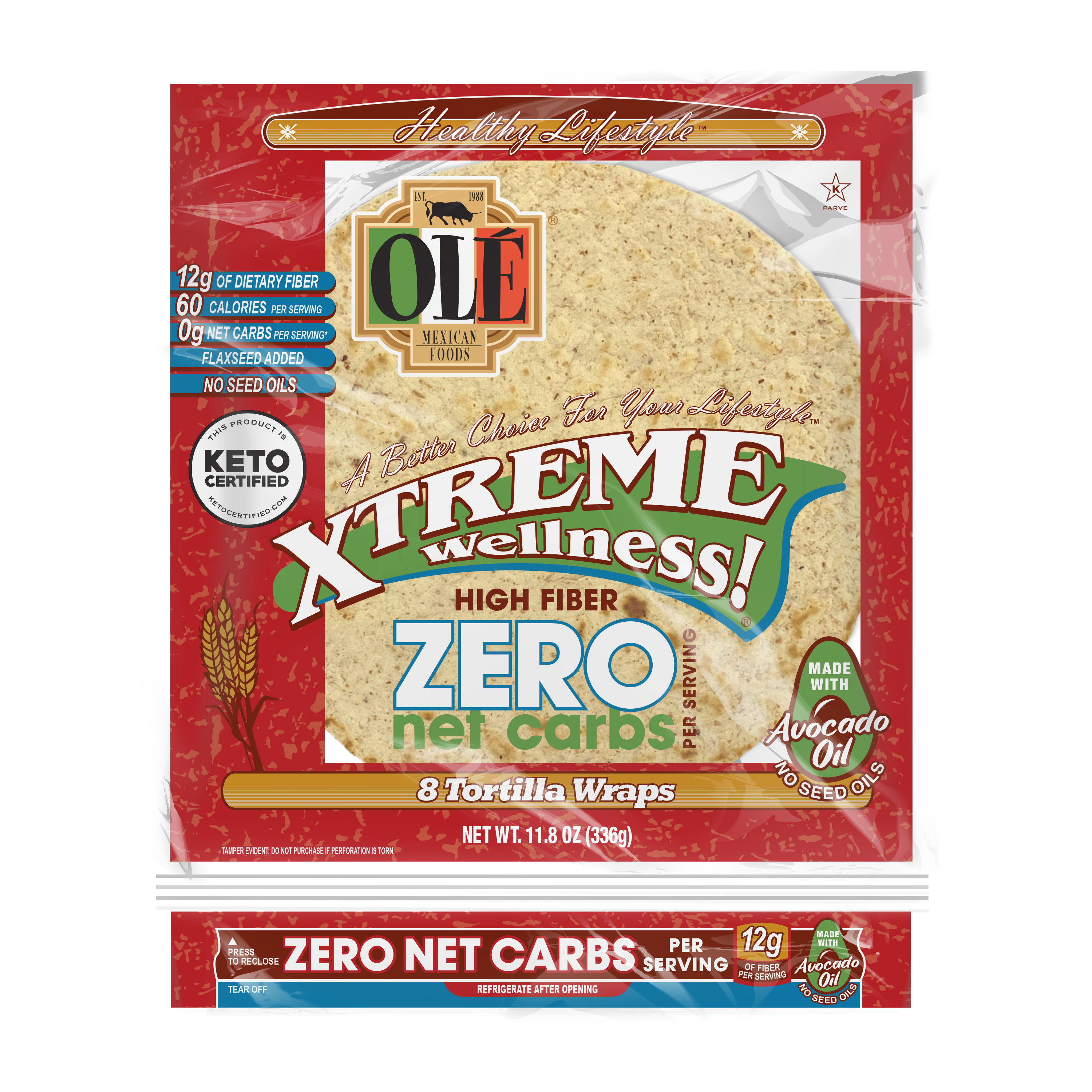 Wraps 8” Cero Carbohidratos Netos - Olé Xtreme Wellness®