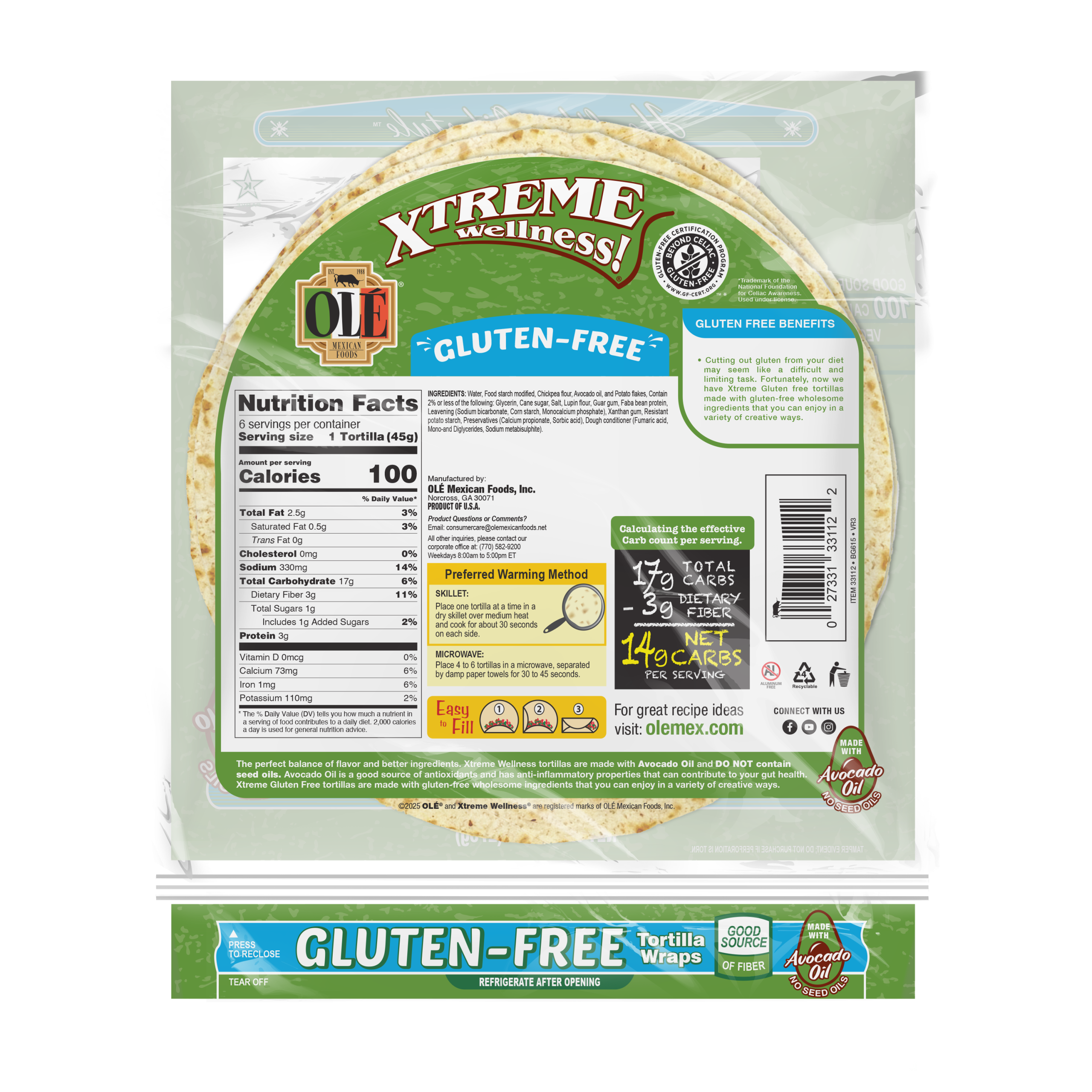 Wraps 8” Sin Gluten - Olé Xtreme Wellness®