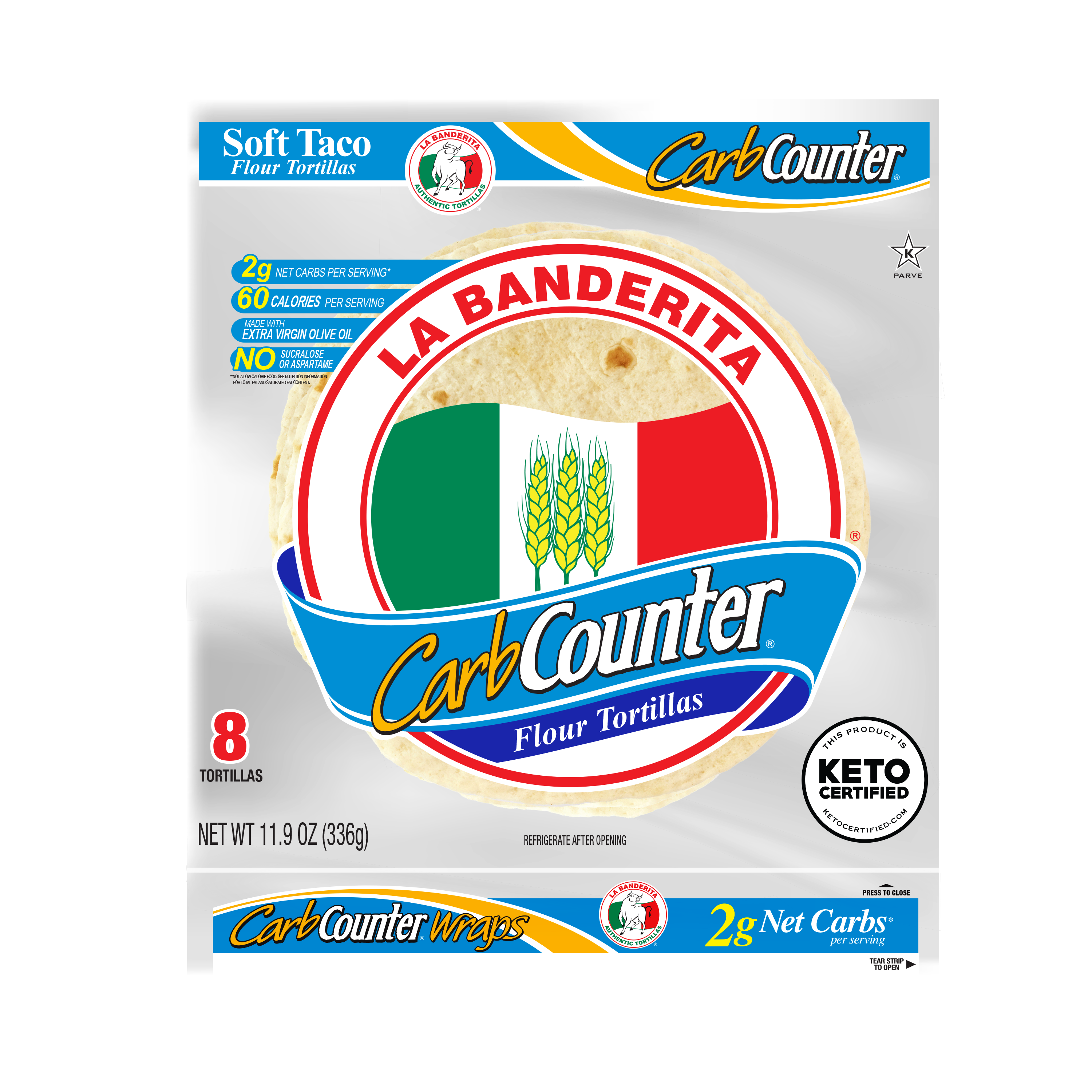 Soft Taco 8” Net Carbs - La Banderita Carb Counter®